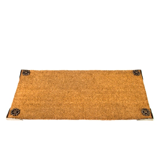 CAPACHO DE FIBRA DE COCO CANTONEIRA ROSETA VAZADA BRONZE