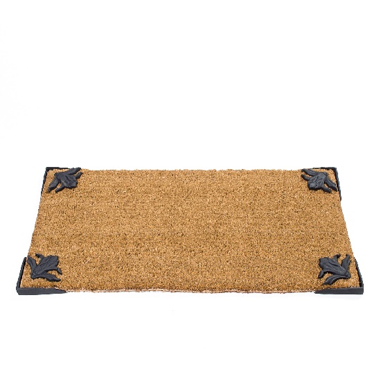 CAPACHO DE FIBRA DE COCO CANTONEIRA FLOR DE LIZ PRETO