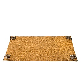 CAPACHO DE FIBRA DE COCO CANTONEIRA FLOR DE LIZ BRONZE